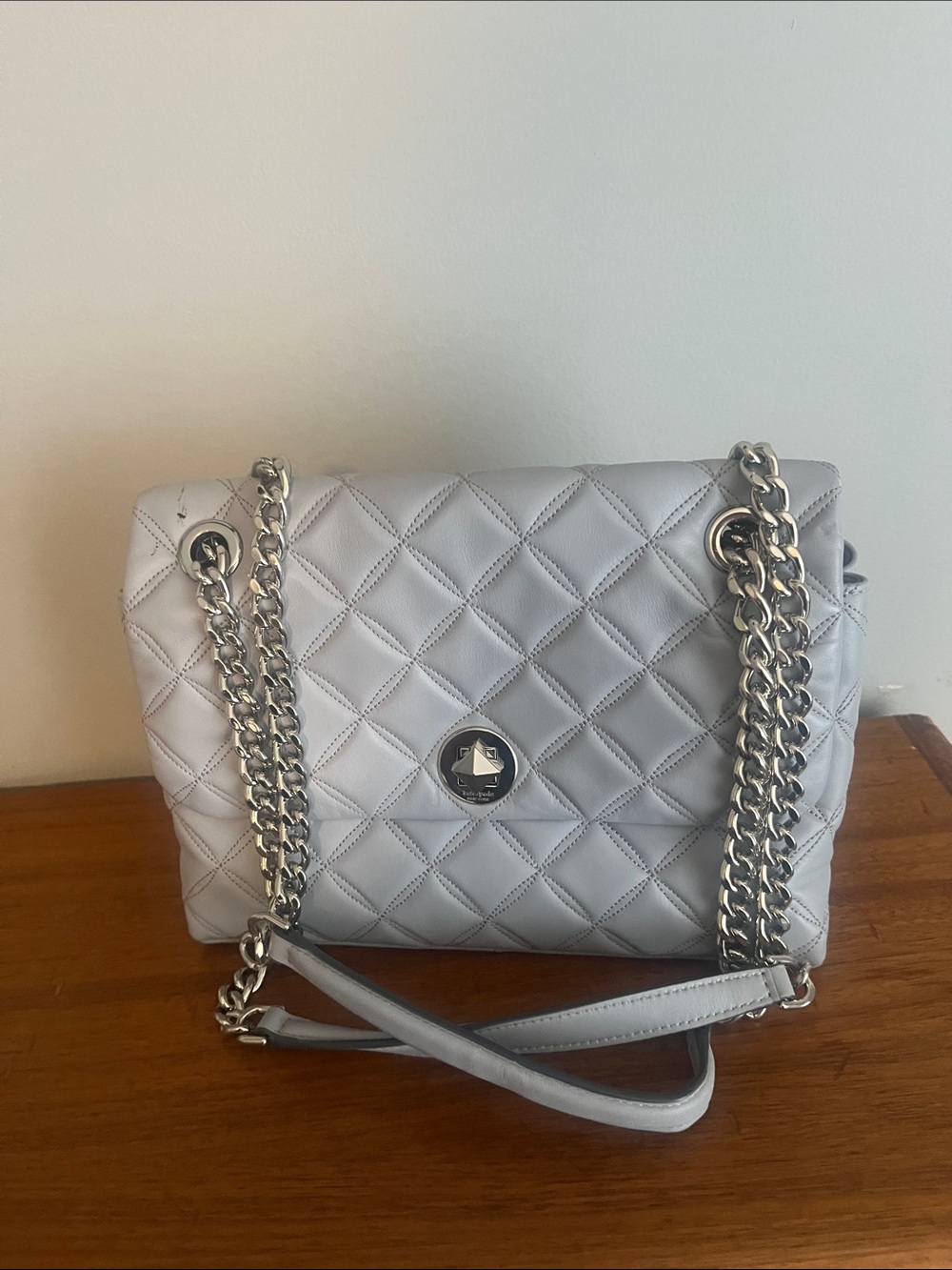 kate spade Quilted Chain Shoulder Bag - Light Gray
